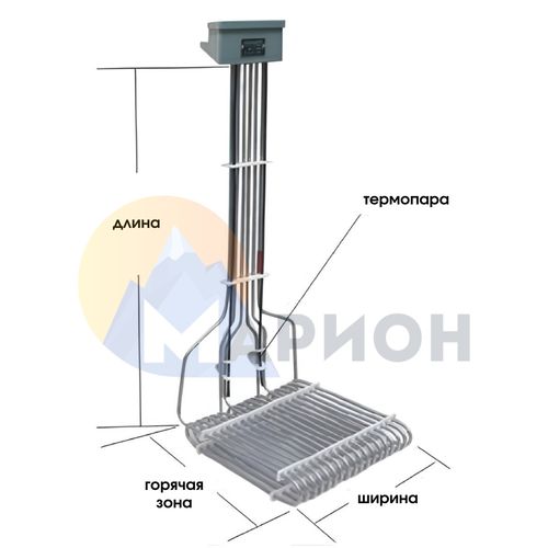 ТЭН фторопластовый, PTFE оболочка, модель 3HXOL, 4500 Вт, 220 В, 460 мм